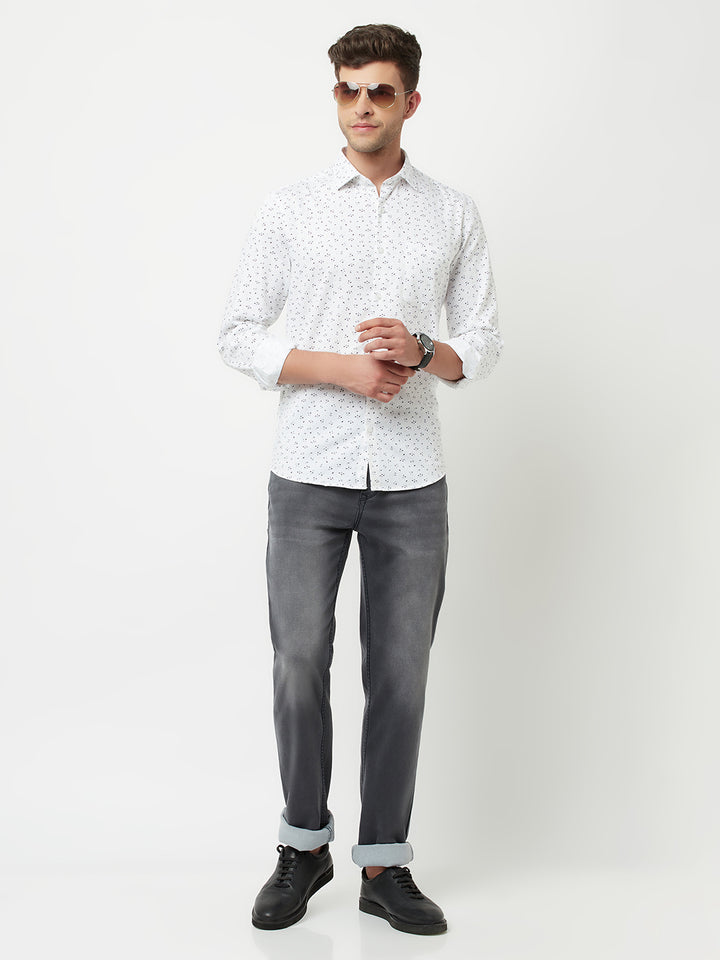 White Floral Printed Shirt-Men Shirts-Crimsoune Club