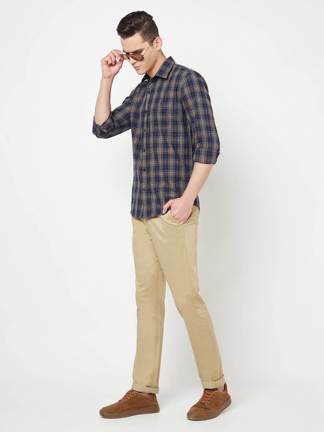 Beige Casual Trousers - Men Trousers