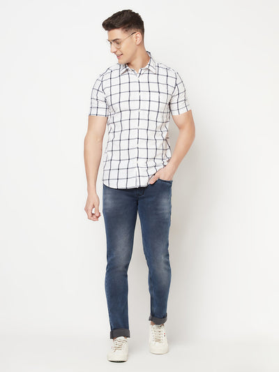 White Graph Checked Shirt - Men Shirts