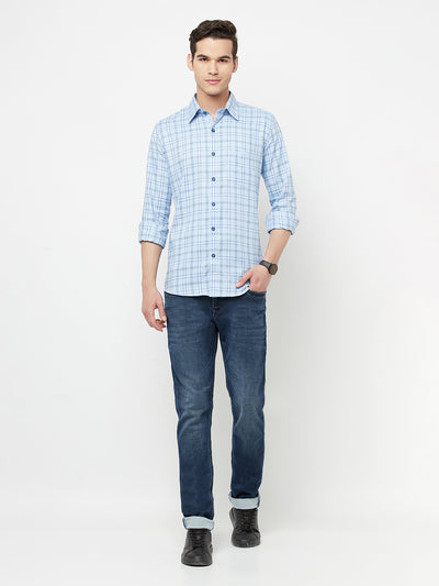 Blue Checked Shirt - Men Shirts