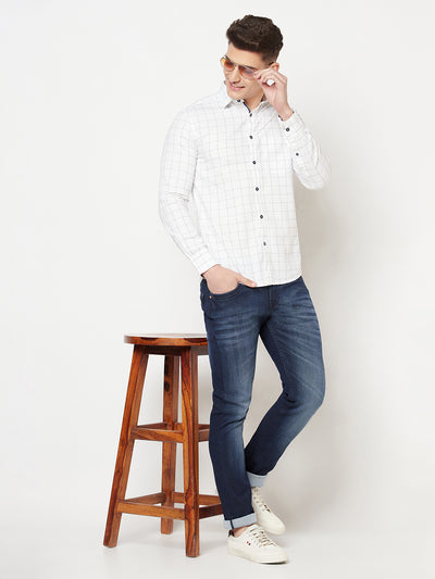 White Graph Checked Shirt - Men Shirts