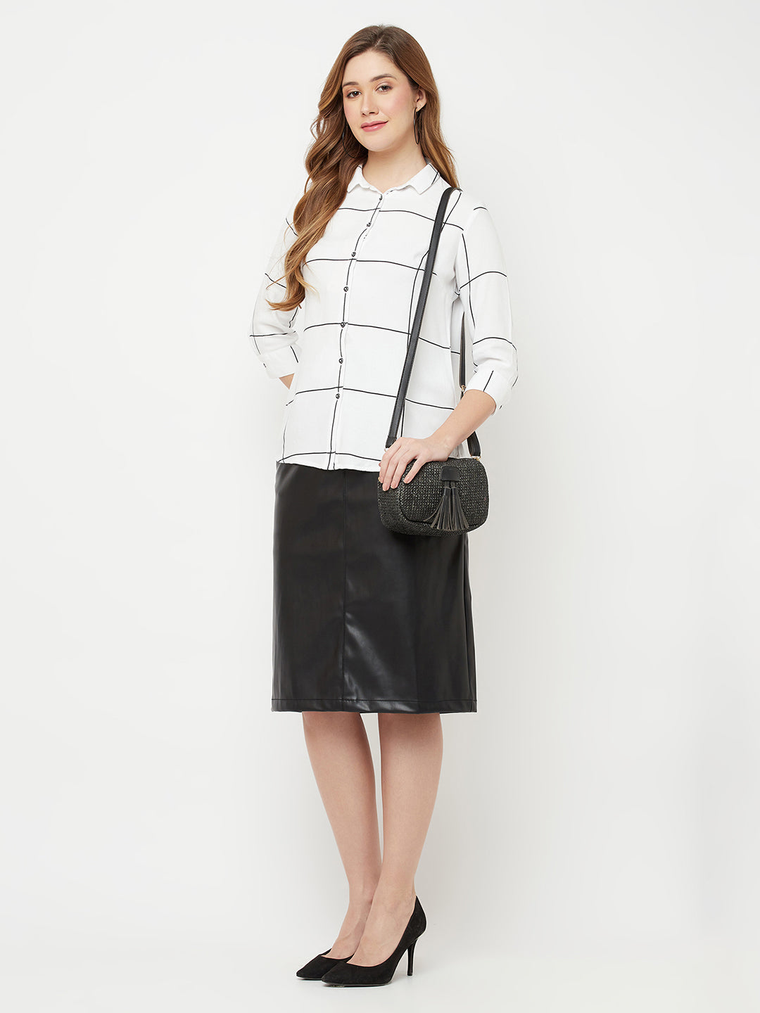 White Checked Casual Shirt - Women Shirts