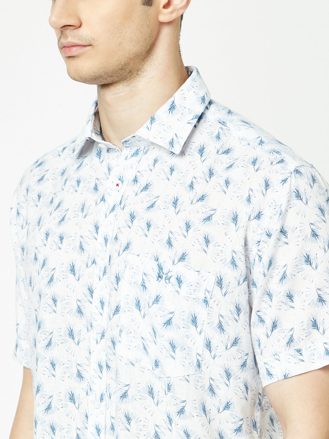  White-Blue Floral Shirt