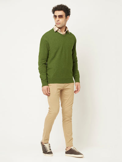 Green Sweater in Relaxed Fit-Men Sweaters-Crimsoune Club