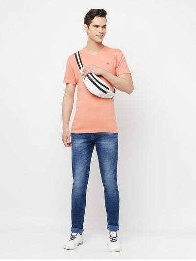 Peach V-Neck T-Shirt - Men T-Shirts