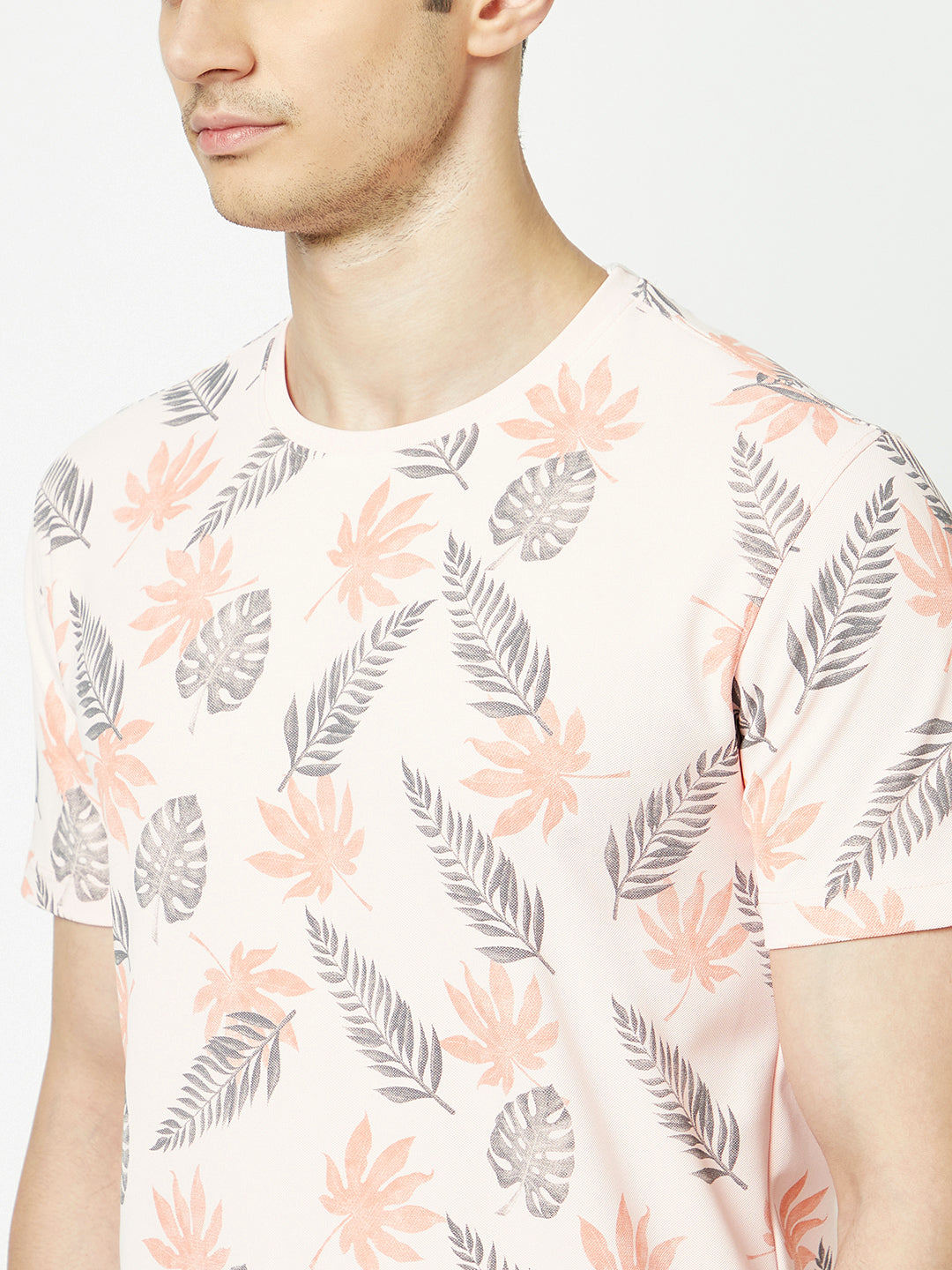  Peach Floral Hawaiian T-Shirt