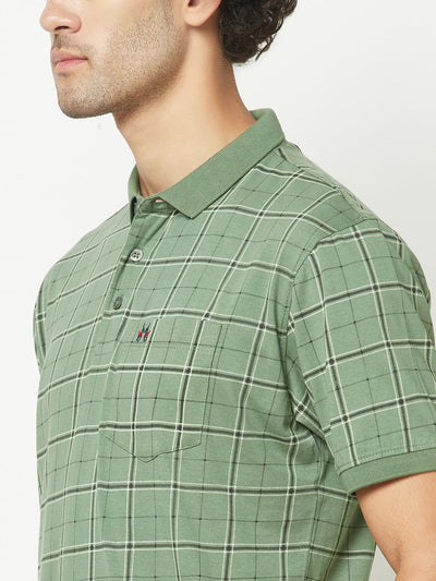  Olive Checkered Polo T-Shirt