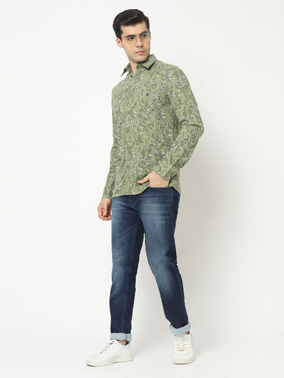  Green Shirt in Floral Print