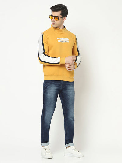  Mustard Sweatshirt with Typography Print