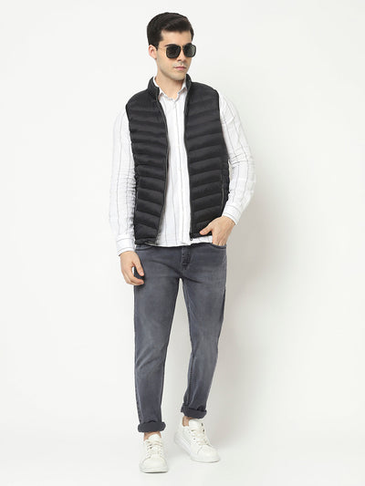  Black Padded Jacket in Sleeveless Cut 