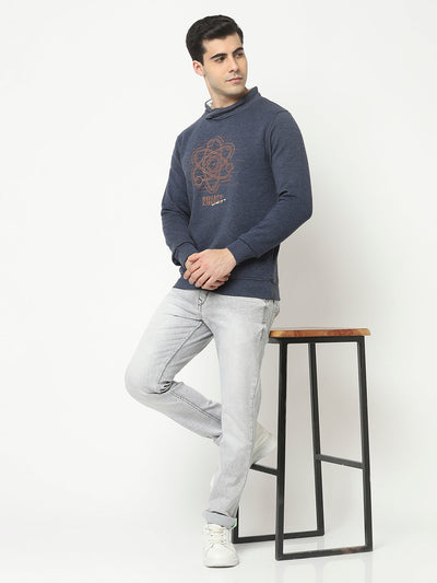  Navy Blue Sweatshirt in Graphic Print