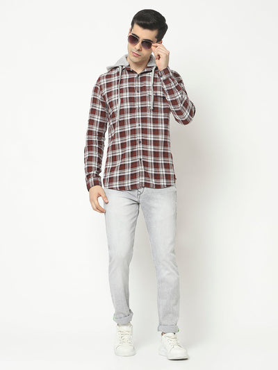  Hooded Shirt in Tartan Checks 