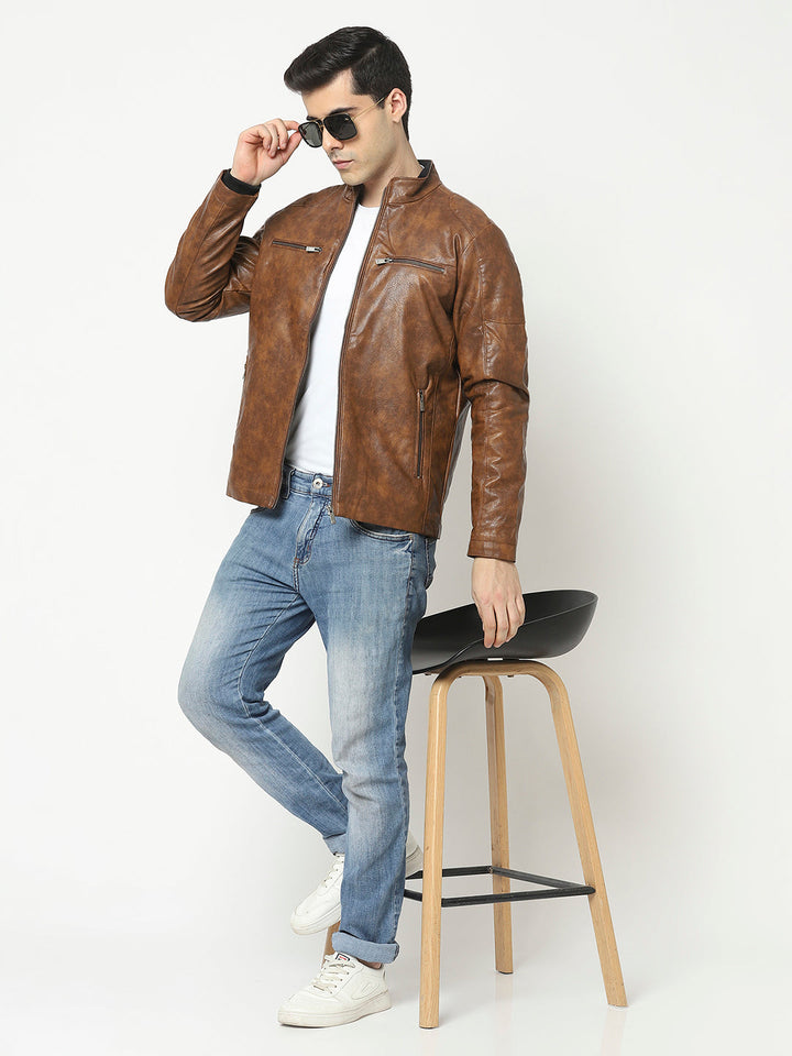  Brown Jacket in Tie and Dye Print