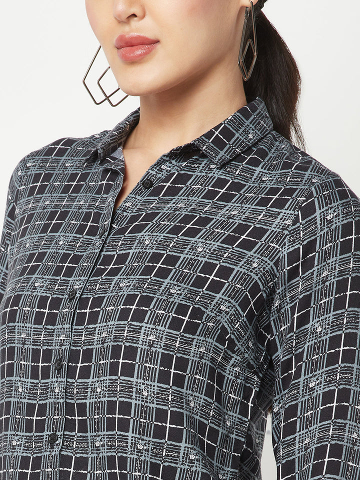  Black Checked Casual Shirt