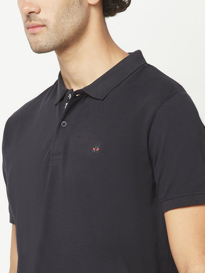  Navy Blue Plain Polo T-Shirt