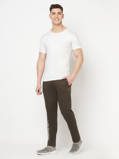 Olive Typography Track Pants - Men Track Pants