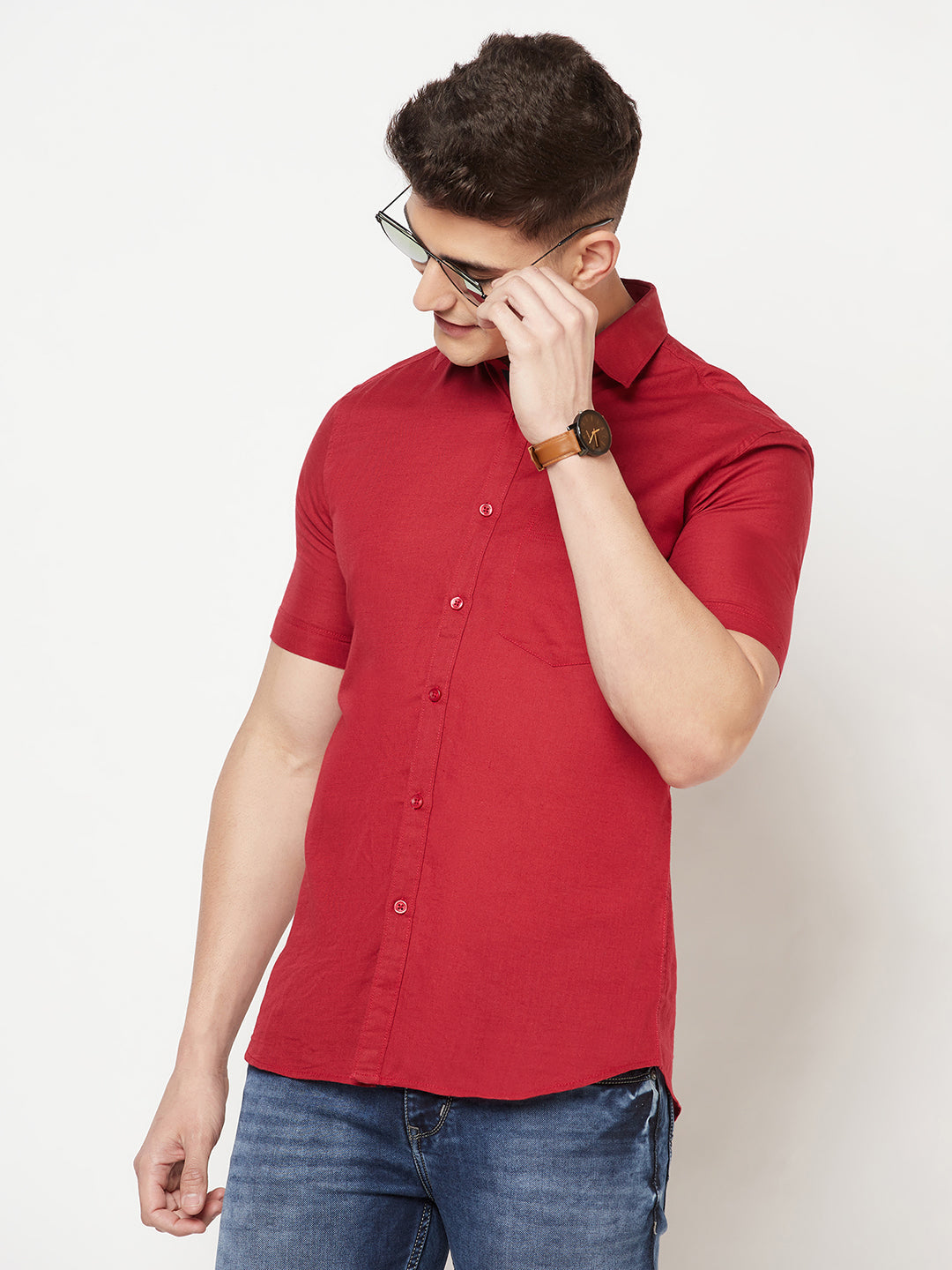 Red Linen Shirt - Men Shirts