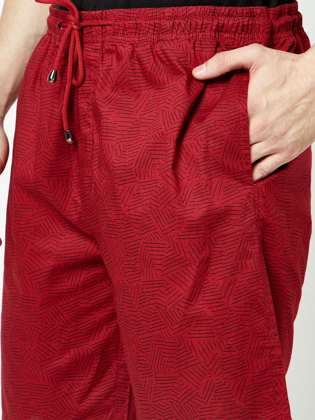  Red Abstract Print Lounge Shorts
