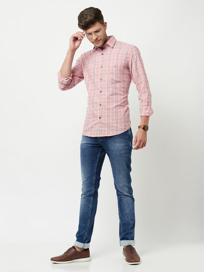 Pink Tartan Checked Shirt-Men Shirts-Crimsoune Club