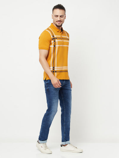 Mustard Checked Polo T-Shirt - Men T-Shirts