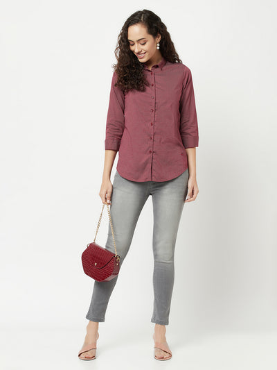 Maroon Printed Shirt-Women Shirts-Crimsoune Club