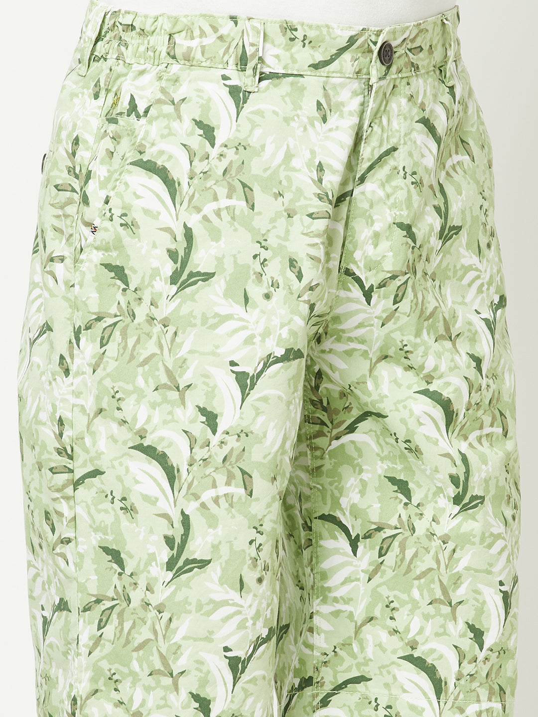  Light Green Floral Shorts 
