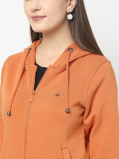 Orange Sweatshirt with Open Front 