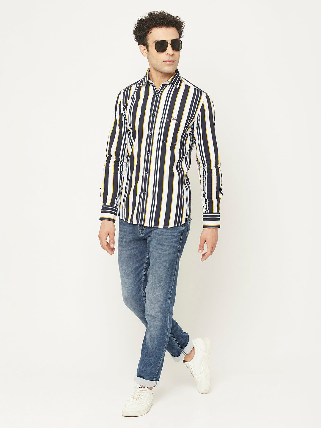   Barcode Striped Shirt with Logo Detailing 