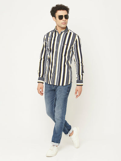   Barcode Striped Shirt with Logo Detailing 