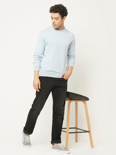 Light Blue Sweater in Pure Cotton-Men Sweaters-Crimsoune Club