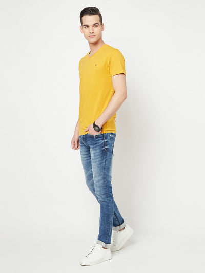 Mustard V-Neck T-Shirt - Men T-Shirts