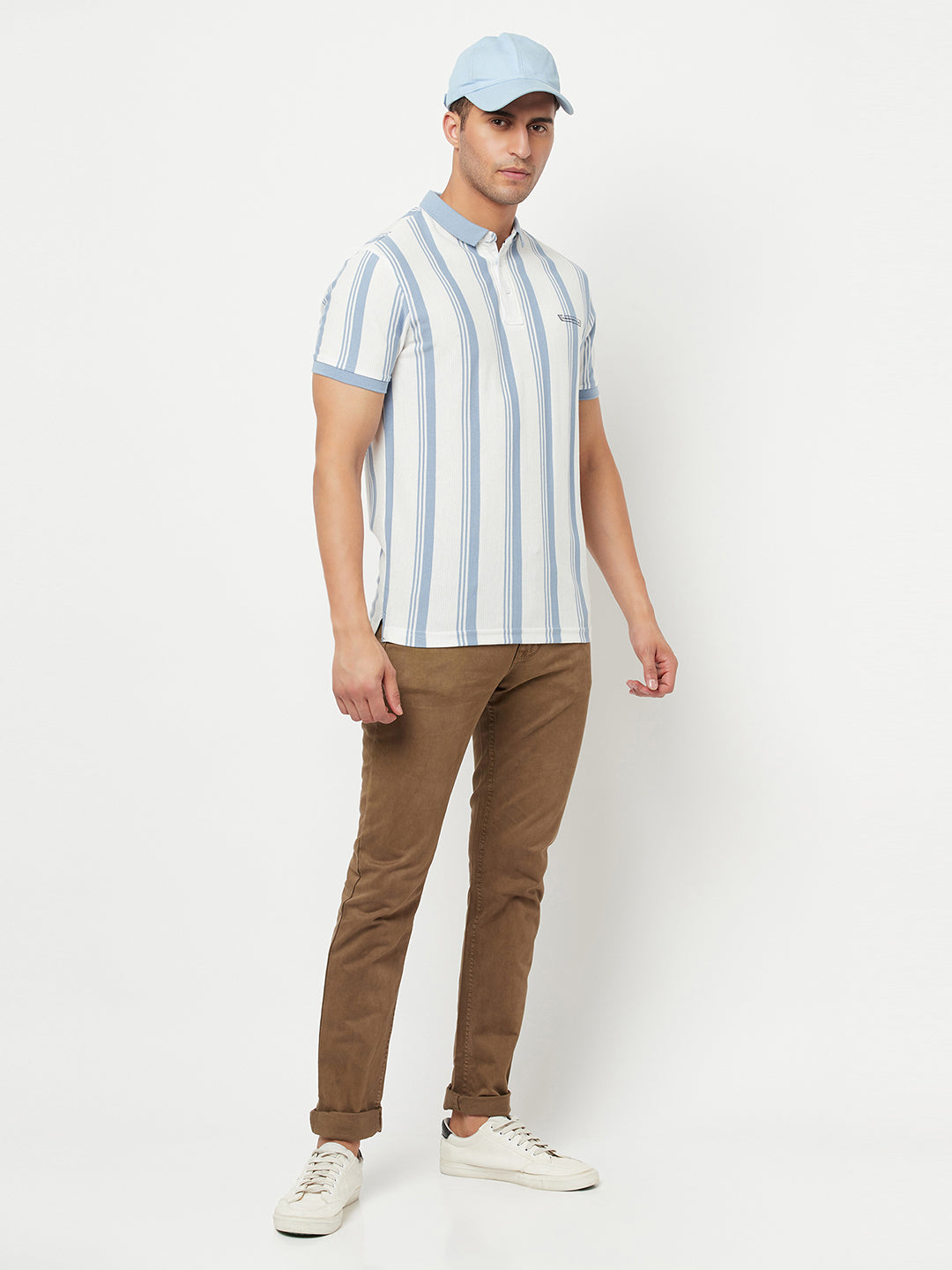 White Striped Polo T-Shirt - Men T-Shirts