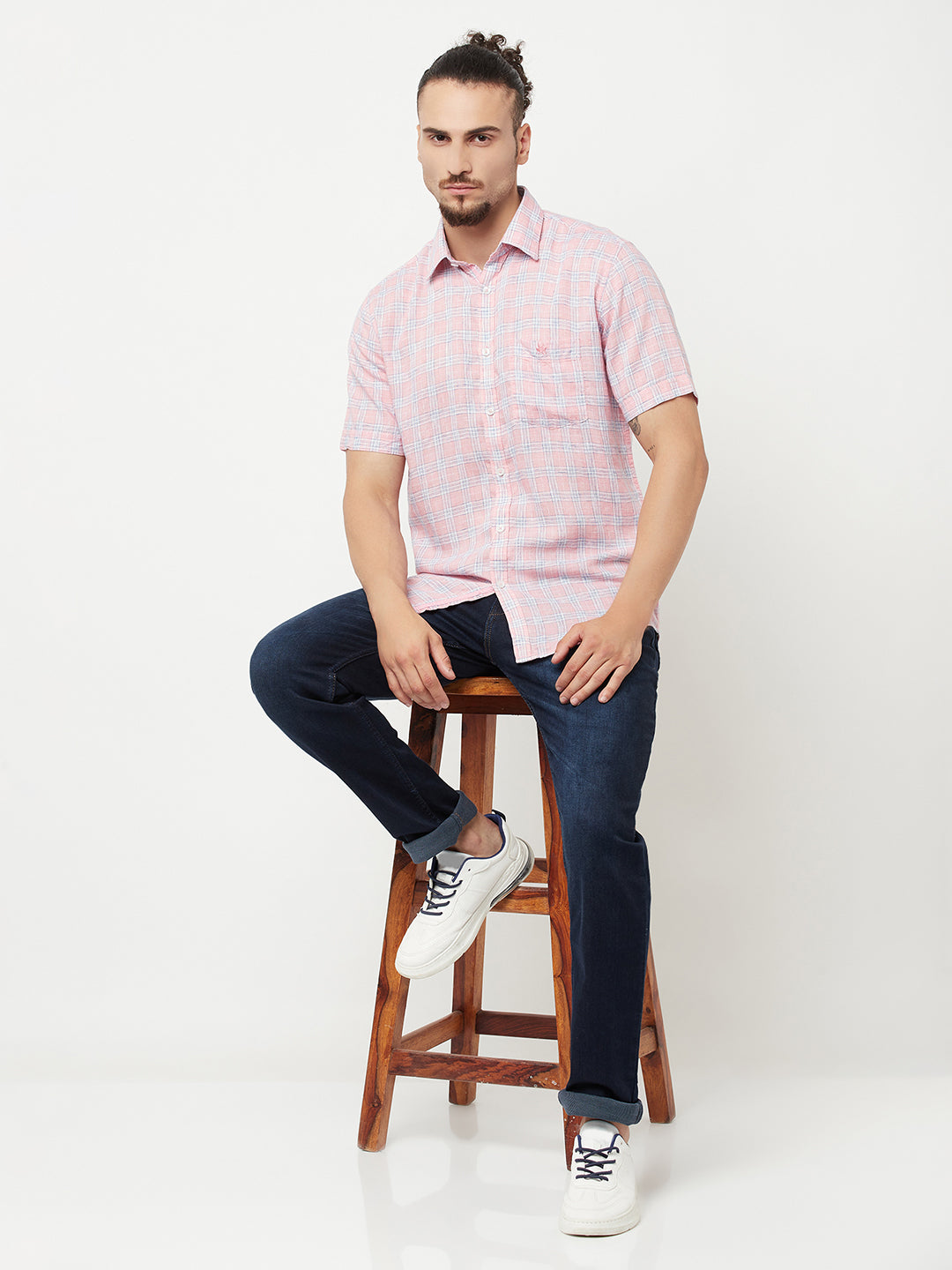 Pink Checked Casual Shirt - Men Shirts