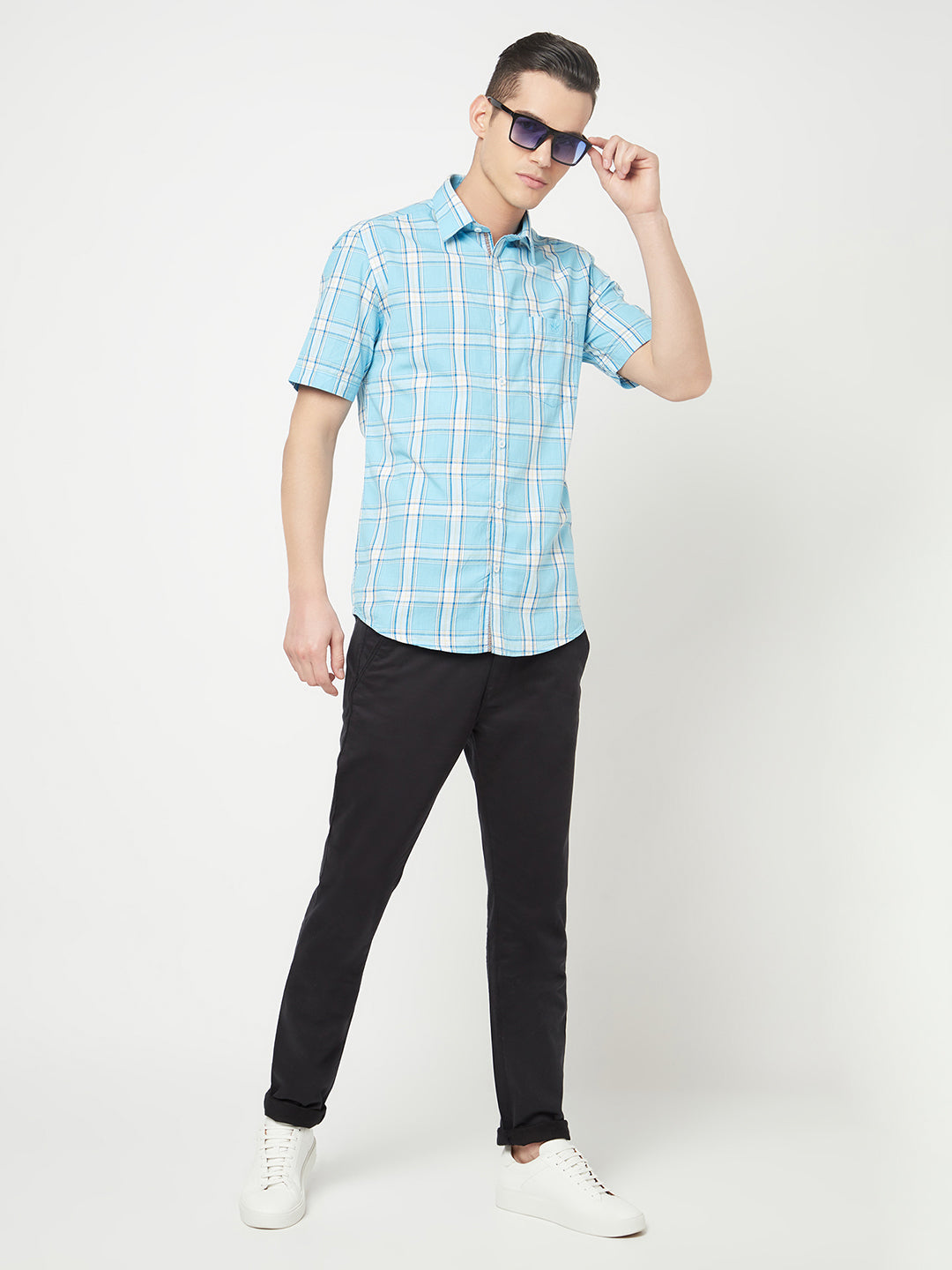 Blue Checked Shirt - Men Shirts