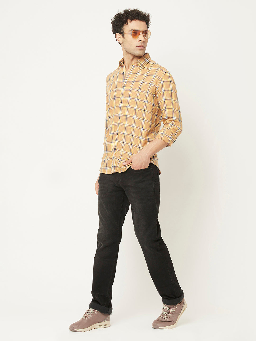   Beige Shirt in Tartan Checks