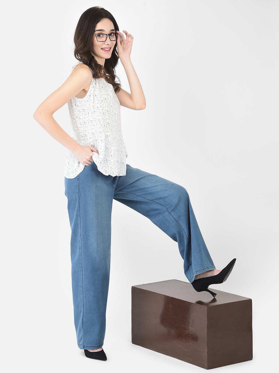 White Polka Empire Top - Women Tops