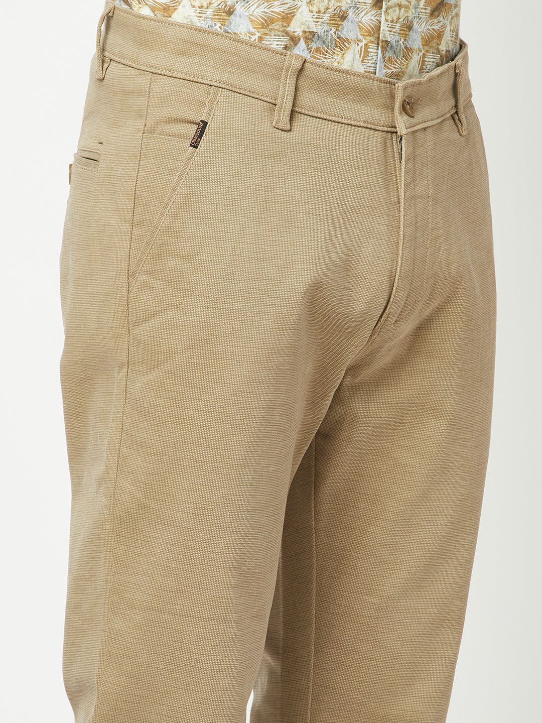  Khaki Textured Trousers
