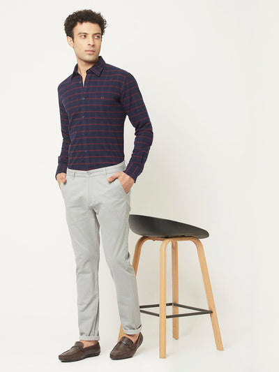   Navy Blue Shirt in Windowpane Check