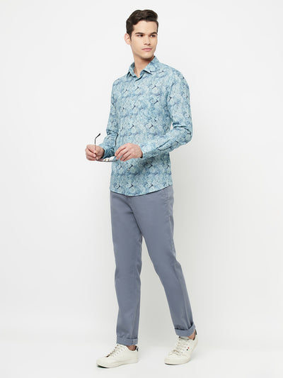 Blue Casual Trousers - Men Trousers