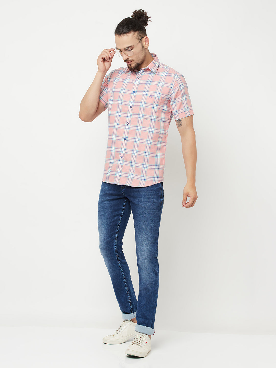 Pink Checked Casual Shirt - Men Shirts