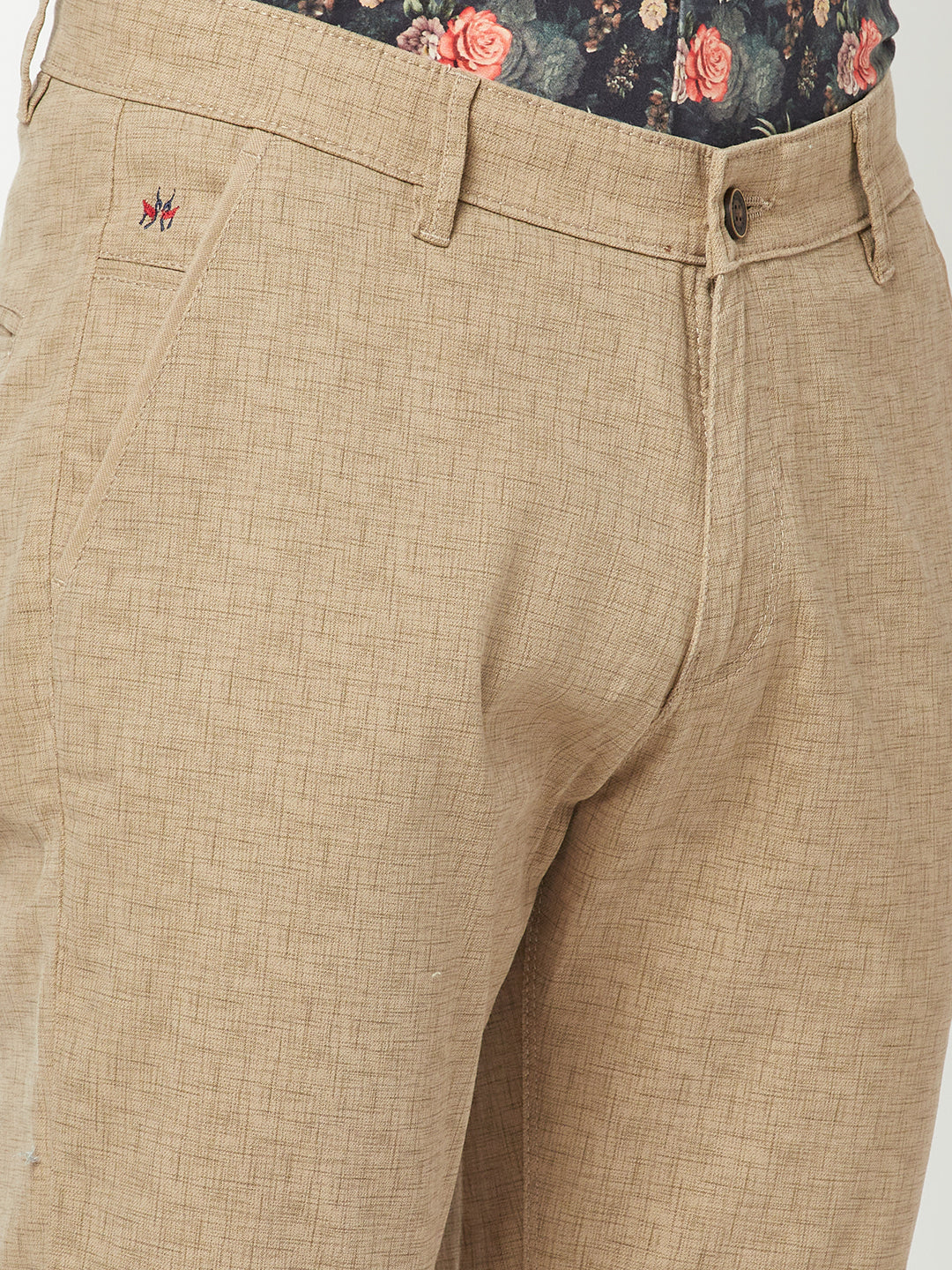  Light Fawn Textured Trousers