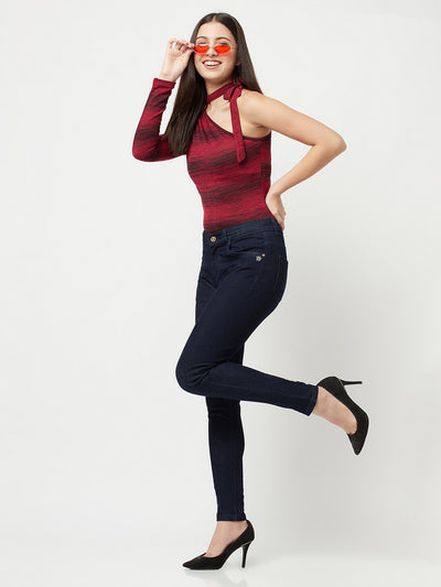 Navy Blue Super Skinny Jeans-Women Jeans-Crimsoune Club