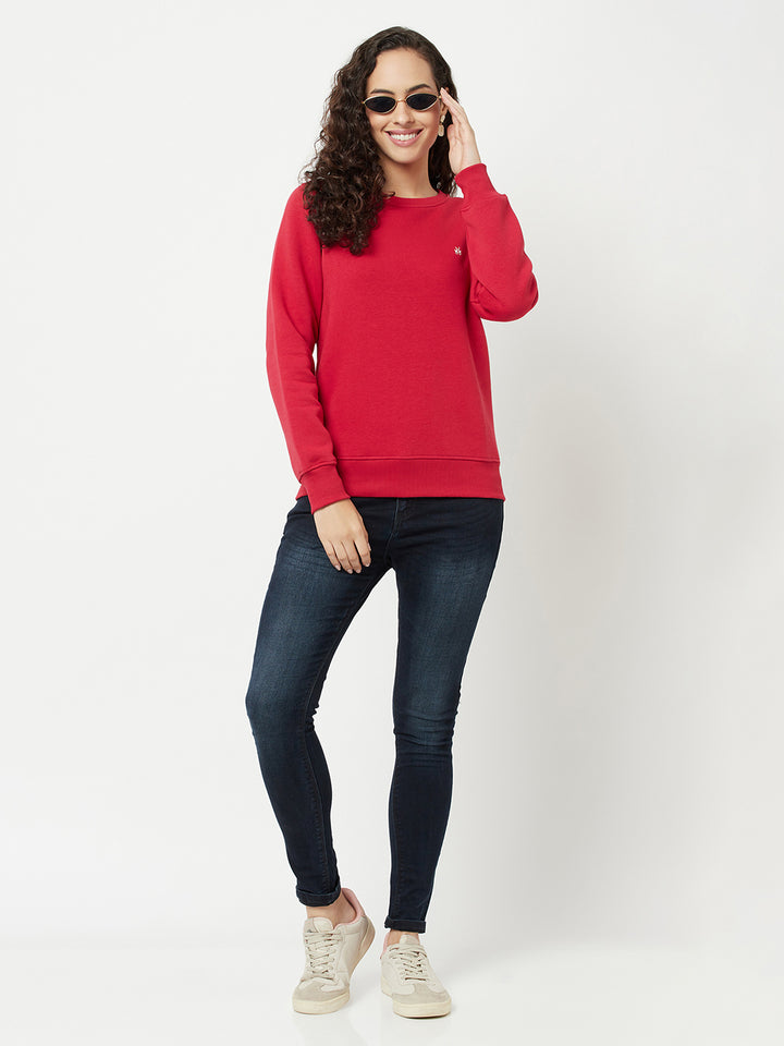 Red Sweatshirt-Women Sweatshirts-Crimsoune Club