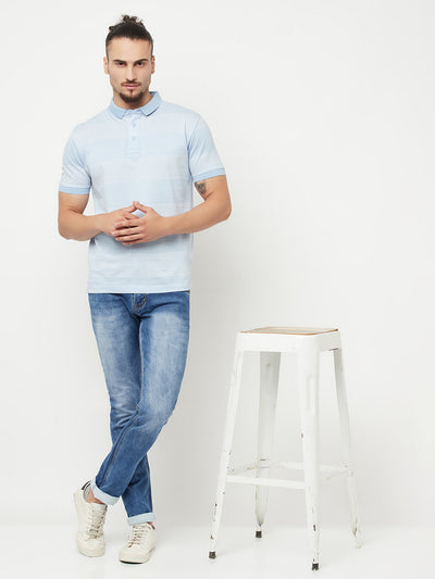 Blue Striped Polo T-Shirt - Men T-Shirts