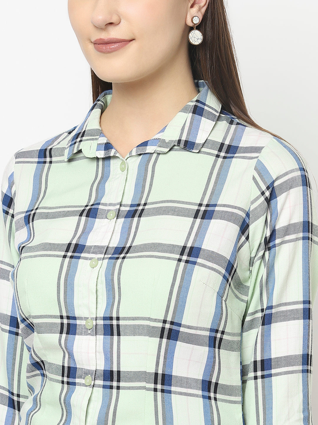 Mint Green Shirt with Tartan Checks
