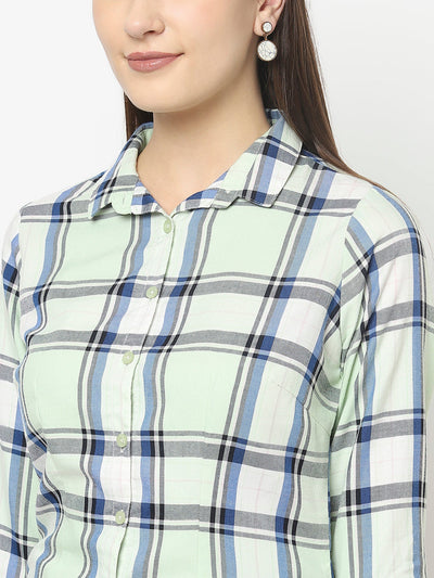 Mint Green Shirt with Tartan Checks