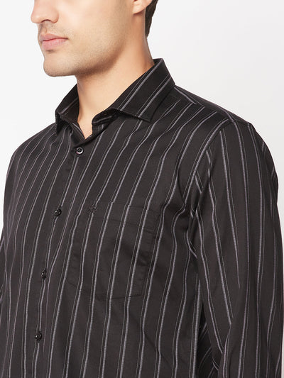  Black Striped Business Shirt
