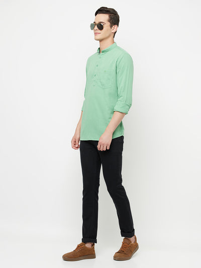 Green Casual Kurta - Men Kurtas