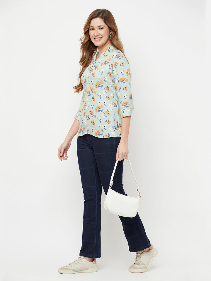 Green Floral Top - Women Tops