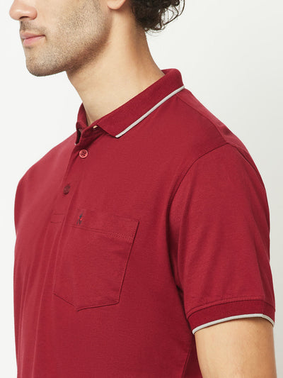  Plain Maroon Polo T-Shirt